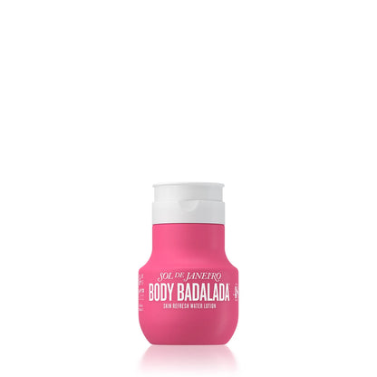Pink bottle with white cap of Sol de Janeiro Body Badalada on a white background 100ml