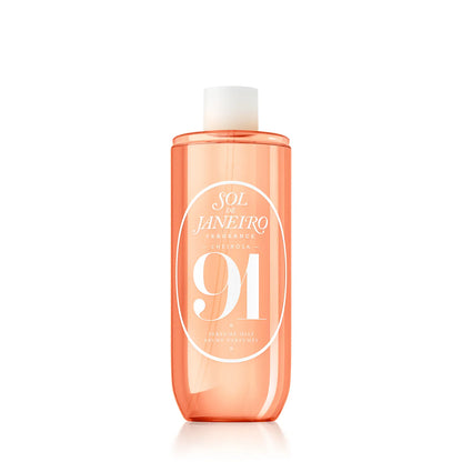 Peach-colored bottle with white cap on a white background. 240ml refill render