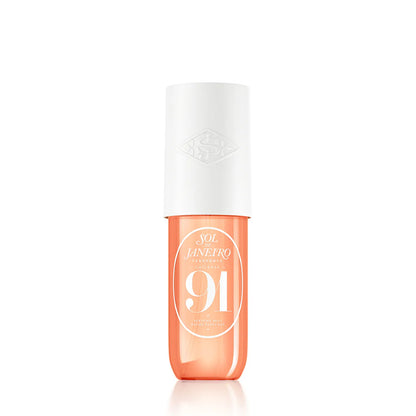 Cosmetic bottle with a white cap and orange body on a white background. 90ml render